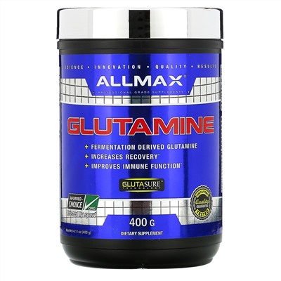 ALLMAX Nutrition, 100% чистый микронизированный глутамин, без глютена, веганский продукт, с сертификатом кошерности, 400 г (14,1 фунтов)