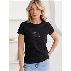 Нарядная футболка с принтом из премиального хлопка с эластаном