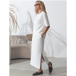 Футболка свободная с принтом из футера двухнитки с эластаном