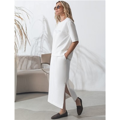 Футболка свободная с принтом из футера двухнитки с эластаном