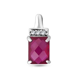 Подвеска, 1 рубин корунд октагон 6х8 мм 1.88ct, Харден