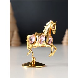 Фигурка металл «Лошадка маленькая» с 4 розовыми хрусталиками на подставке, 6.5×4×8.5 см