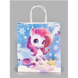 Пакет подарочный новогодний «Лошадь 2026», белый крафт, 22×25×12 см