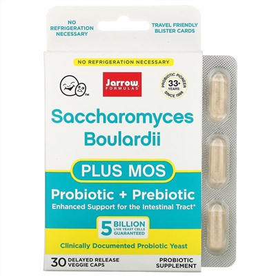 Jarrow Formulas, сахаромицеты Буларди плюс МОС, 5 млрд, 30 растительных капсул с отсроченным высвобождением (Discontinued Item)