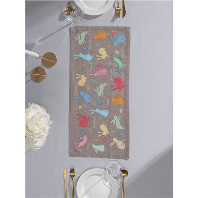 Дорожка пасхальная на стол Этель «Зайцы» 30×70 см, 100% хлопок, саржа 190 г/м²