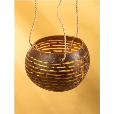 Подсвечник подвесной из кокоса, 8-12 см, коричневый