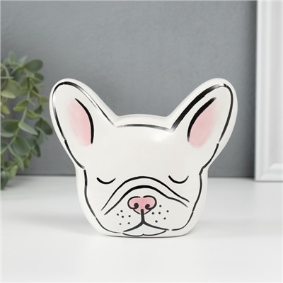 Копилка для денег «Белый бульдог», керамика, 8×14.5×12.1 см