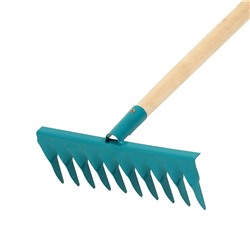 Грабли прямые, витой зуб, 10 зубцов, металл, деревянный черенок