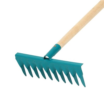 Грабли прямые, витой зуб, 10 зубцов, металл, деревянный черенок