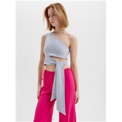 Топ с завязкой на талии женский MINAKU : Casual Collection, серый, размер 46