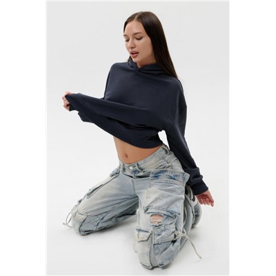 Худи женское укороченное оверсайз (Графит)