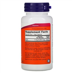 Now Foods, биотин, 5000 мкг, 60 вегетарианских капсул