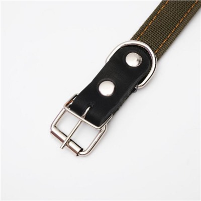 Ошейник брезентовый на фетре, 64×3 см, ОШ 30-55 см, тёмно-зелёный