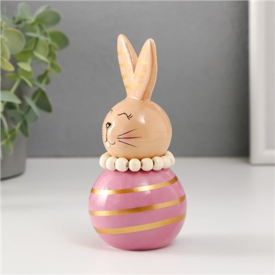 Фигурка керамика «Зайка-неваляшка с полосками», бежево-сиреневый, 6.3×6.3×13.3 см