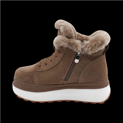 Ботинки из натуральной кожи на меху MZ0122-2 хаки