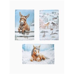Набор кухонных полотенец «Доляна. Морозное утро», 28×44 см - 3 шт., вафля 160 г/м²