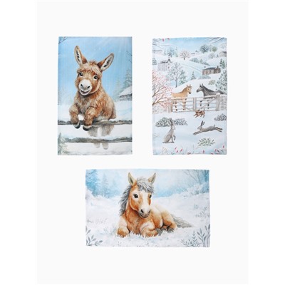 Набор кухонных полотенец «Доляна. Морозное утро», 28×44 см - 3 шт., вафля 160 г/м²