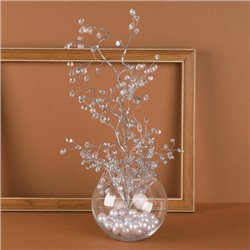 Ветка декоративная стеклярус 50 см / SA20227-A2 /уп 50/200/серебро*