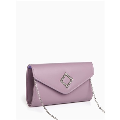 Сумка-клатч женская вечерняя на магните, на длинной цепочке, с декоративным элементом, однотонная, фиолетовая