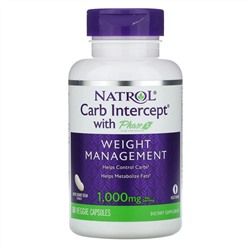 Natrol, Carb Intercept с Phase 2 Carb Controller, 1000 мг, 60 растительных капсул