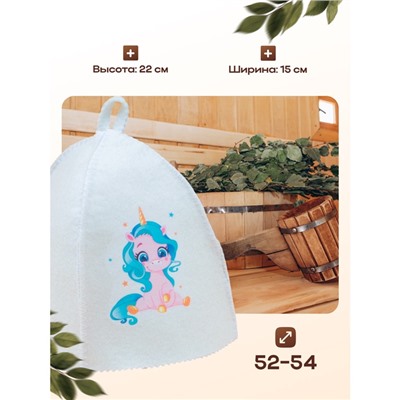 Шапка для бани и сауны «Единорог», шерсть, полиэфир, детская, «Банная забава»