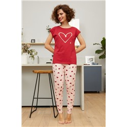 Комплект фуфайка (футболка), брюки жен Mia Cara SS21WJ328 French Kiss красный/сердечки