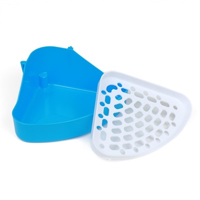 Туалет для кроликов и хорьков, 24×18×11 см, угловой, пластик, синий