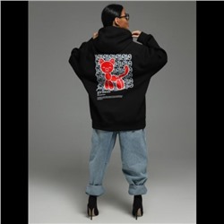 Худи женская Камелия (черный кошка)