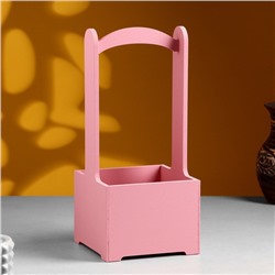 Подарочный ящик, 13.5×13.5×30 см, деревянный, с ручкой, розовый