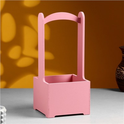 Подарочный ящик, 13.5×13.5×30 см, деревянный, с ручкой, розовый