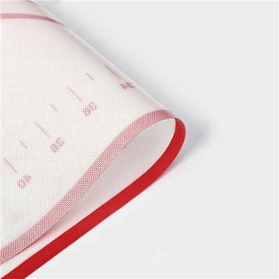 Коврик для выпечки и раскатки теста с разметкой, армированный, силикон, 40×60 см, белый