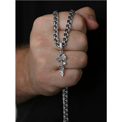 Подвеска из чернёного серебра с фианитом - Дракон ПДр-008о