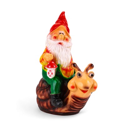 Садовая фигура из гипса «Гном на улитке», 71×34×41 см