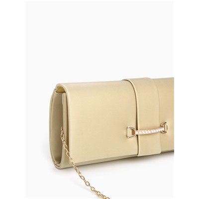 Сумка-клатч женская вечерняя на магните, на цепочке, с золотистой фурнитурой, однотонная, золотистая