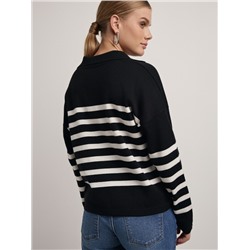 Вязаные джемперы CONTE Джемпер-поло объемного силуэта из пряжи с шерстью LDK 2390