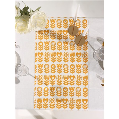 Дорожка на стол «Этель» Yellow garden 40×149 см, 100% хлопок, саржа 190 г/м², белая/жёлтая