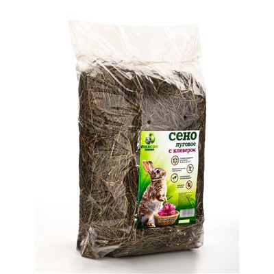 Сено луговое с клевером «Пижон» для грызунов, 20 л, 500 г