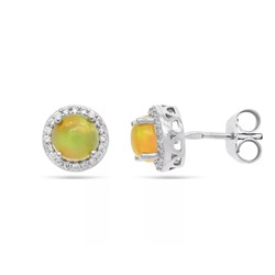 Серьги из серебра опал нат. белый, SL-RIC80-1