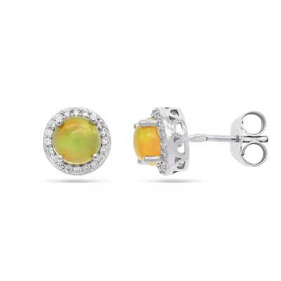 Серьги из серебра опал нат. белый, SL-RIC80-1