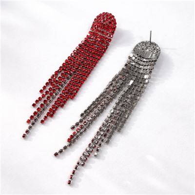 Комплект вечерней бижутерии со стразами чокер и серьги, цвет: красный, арт.012.098