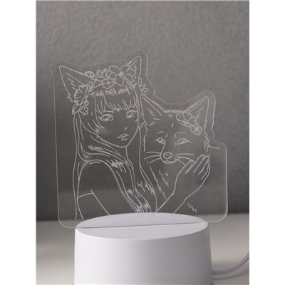 Светильник 3D RISALUX «Лисица», LED-ночник, RGB, от сети, 9.5×16.7×18.5 см