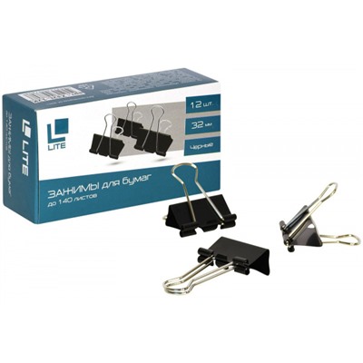 Зажим для бумаг 32 мм черный Z32L-12K LITE
