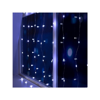 Гирлянда «Занавес» 1×1 м роса, IP20, серебристая нить, 100 LED, свечение белое, 12 В