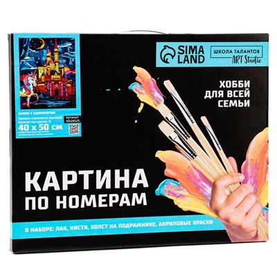 Картина по номерам на холсте с подрамником «Замок с единорогом», 40×50 см