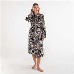 Халат женский удлинённый Этель «Леопард», размер 50-52, вафля 200 г/м², хлопок