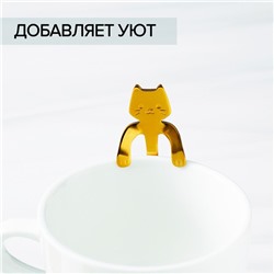 Ложка чайная из нержавеющей стали Magistro «Котик», длина 11.5 см, цвет золотой