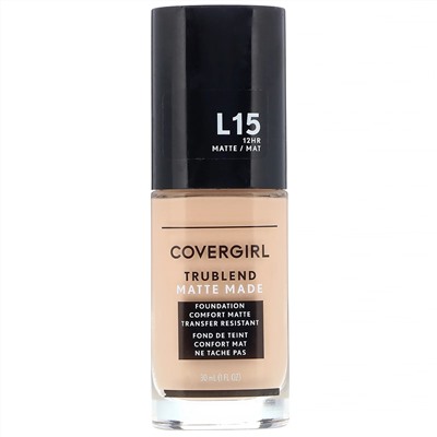 Covergirl, Матирующая тональная основа Trublend Matte Made, оттенок L15 фарфоровый, 30 мл