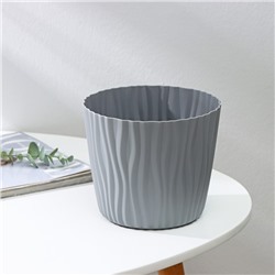Кашпо для цветов со вставкой «Волна», 2 л, d=16 см, h=13.5 см, цвет серый