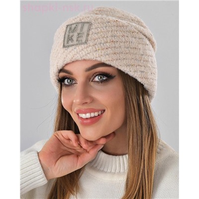 Отворот мохер мульти квадрат термо Шапка флис (56-58)