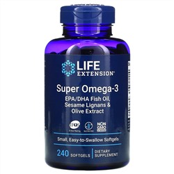 Life Extension, супер омега-3, 240 капсул